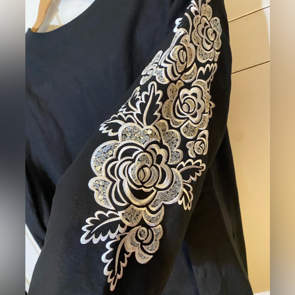 Vintage Bob Mackie Wearable Art Jacket. Embroidered Sleeves. Hook & Eye Closure - Picture 2 of 8